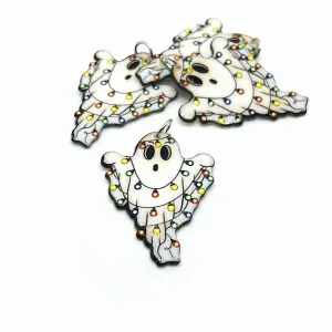 1, 4 or 20 Pieces: Acrylic Ghost in Christmas Lights - Double Sided