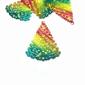 1, 4 or 20 Pieces: Rainbow Filigree Christmas Tree - Double Sided