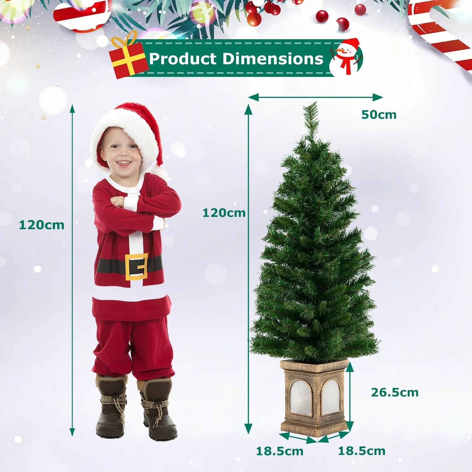 120CM Christmas Entrance Tree with 160 Branch Tips and 100 LED Lights