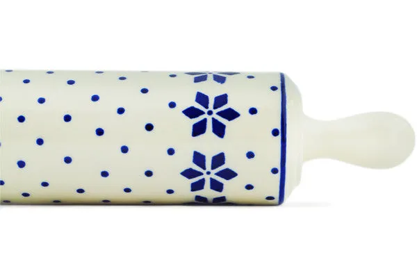 13" Rolling Pin - Snowflake Polka Dot