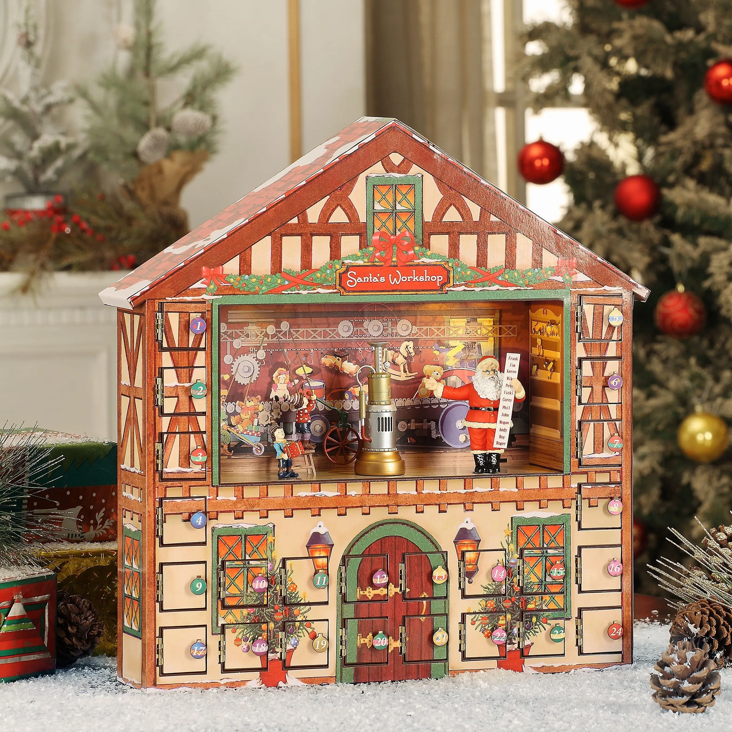 16 in. Animated Santa's Workshop Advent Calendar