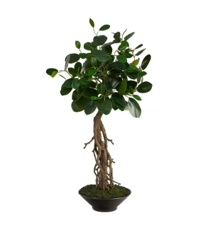 2' Artificial Ficus Bonsai Tree in Decorative Planter - Low Maintenance, Life-Like & Vibrant Silk Trees For Busy People.