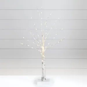 2’ Pre-Lit Artificial White Birch Tree with 60 Warm White LED Lights