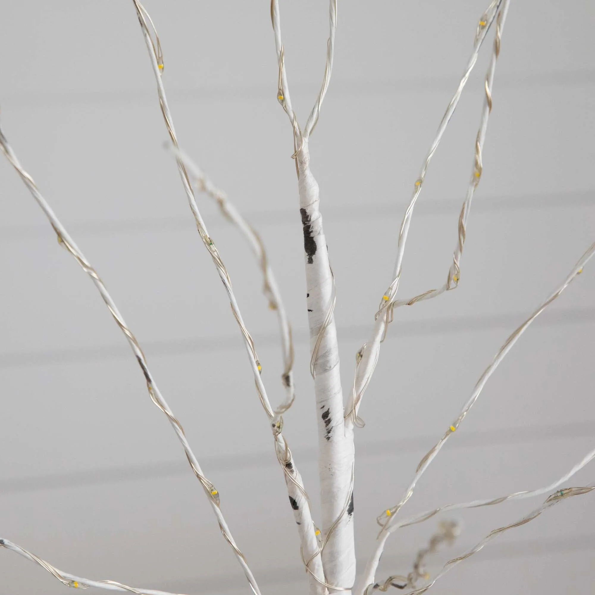 2’ Pre-Lit Artificial White Birch Tree with 60 Warm White LED Lights