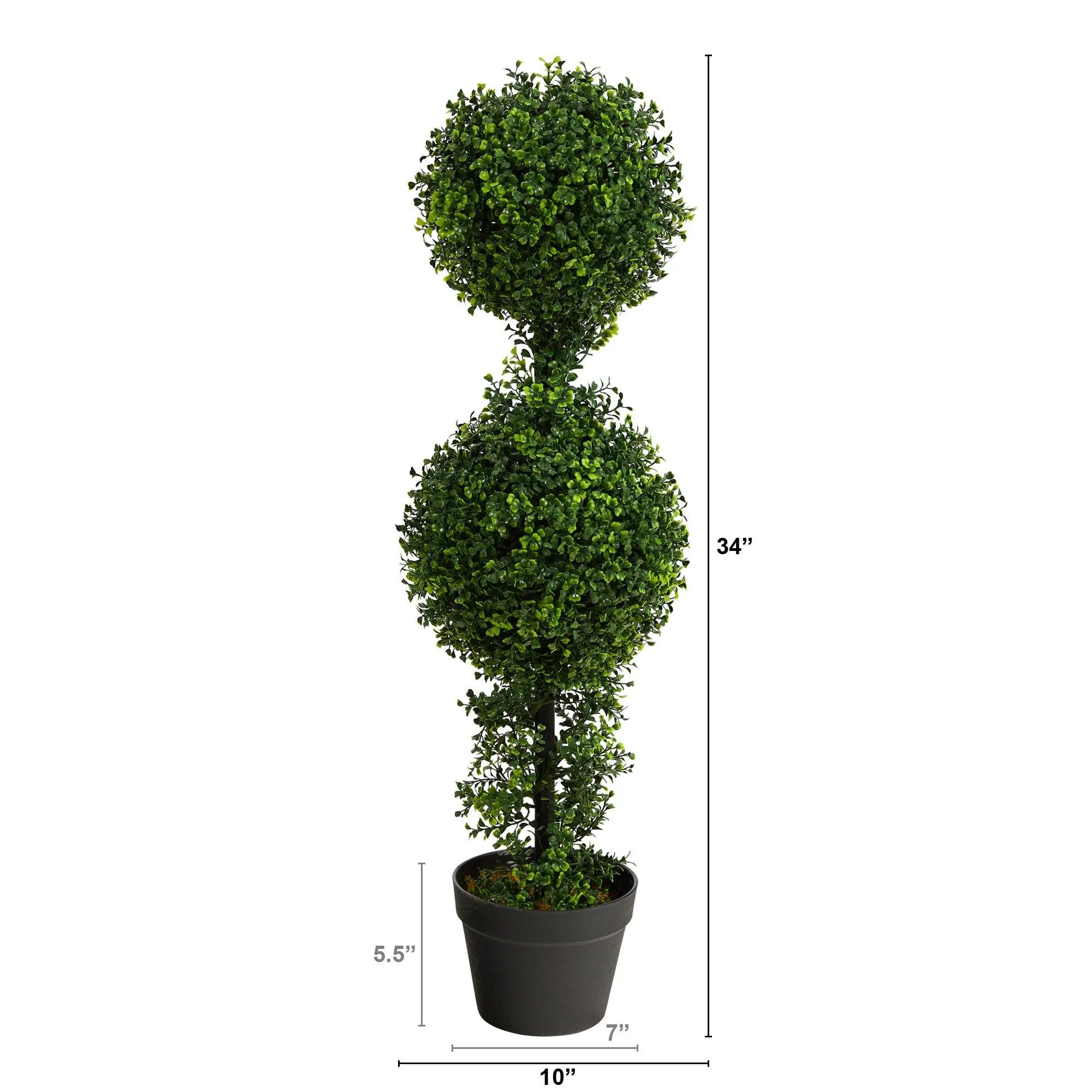 34” Boxwood Double Ball Topiary Artificial Tree (Indoor/Outdoor)