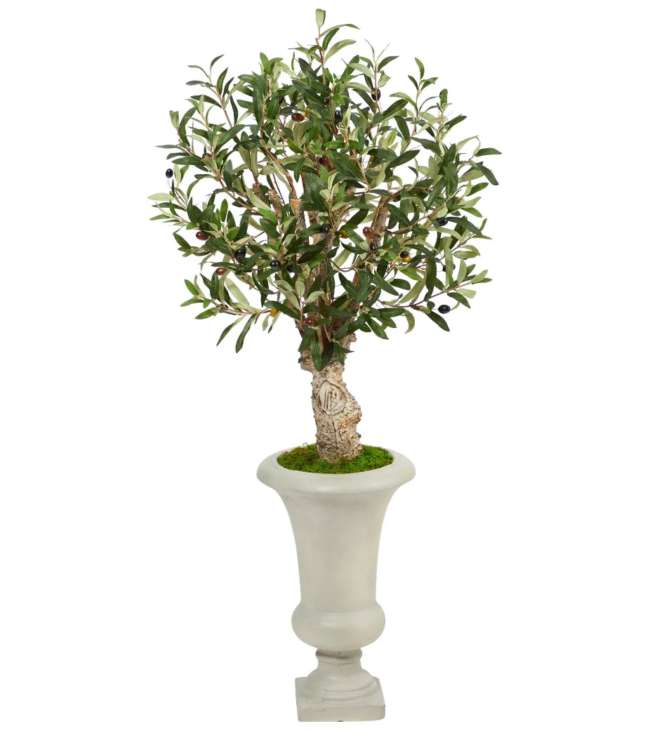 3.5' Artificial Olive Tree in Sand Colored Urn - Low Maintenance, Life-Like & Vibrant Silk Trees For Busy People.