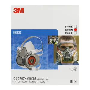 3M 6200 Reusable Half Face Respirator Mask Medium Gas Respiratory AS/NZS