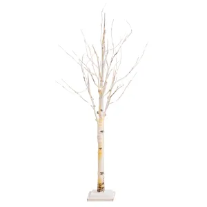 4' Pre-Lit Artificial Birch Tree with 50 Warm White LED Lights