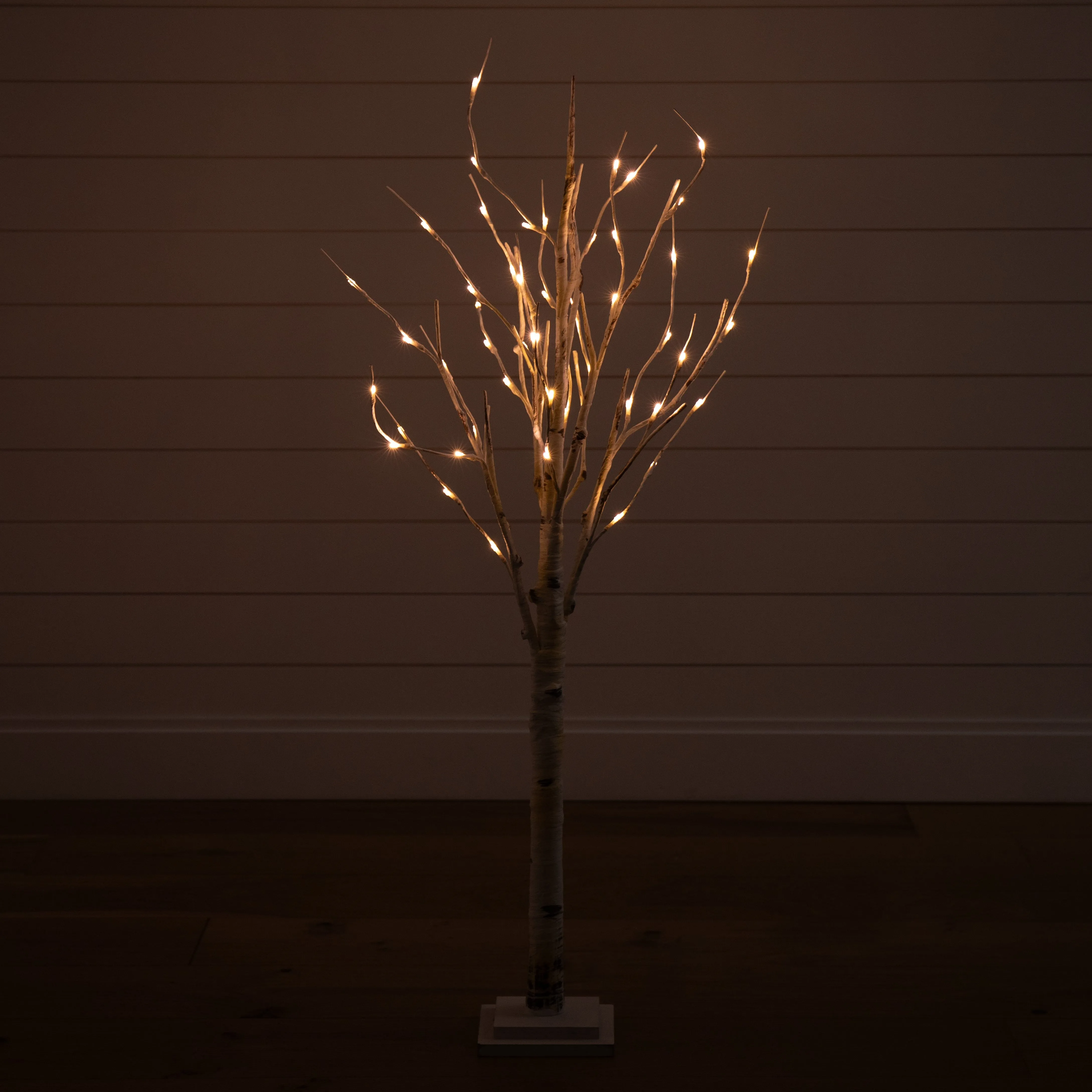 4' Pre-Lit Artificial Birch Tree with 50 Warm White LED Lights