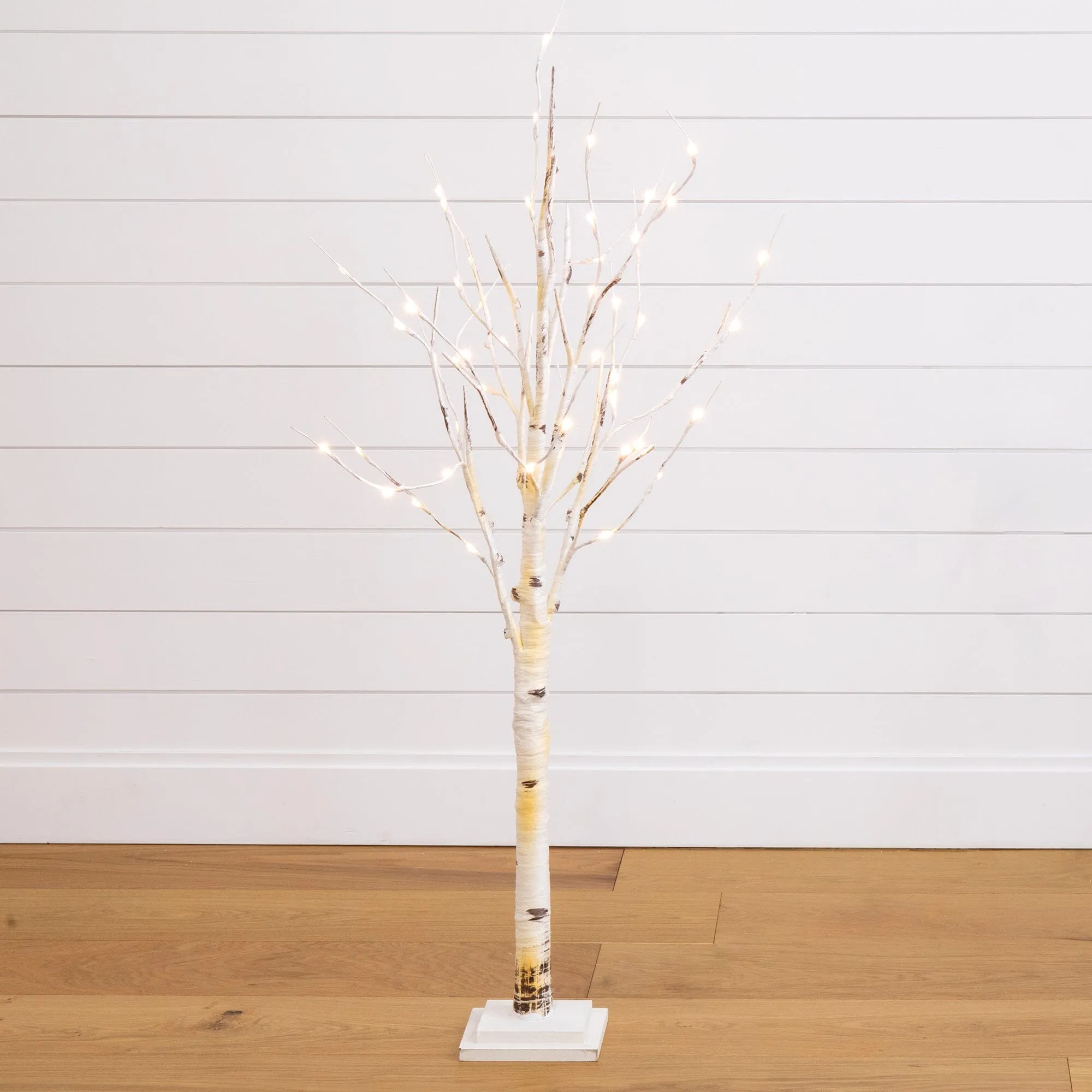 4' Pre-Lit Artificial Birch Tree with 50 Warm White LED Lights