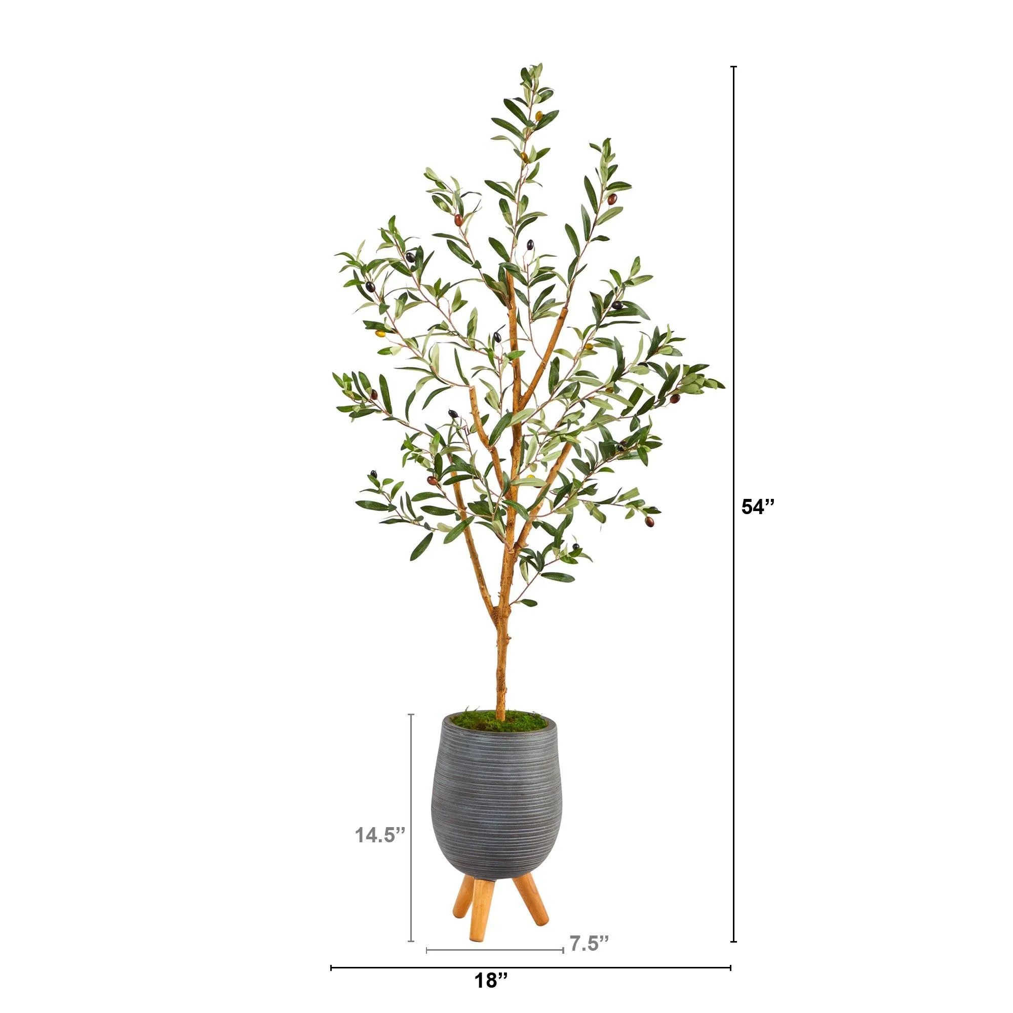 4.5’ Olive Artificial Tree in Gray Tripod Planter