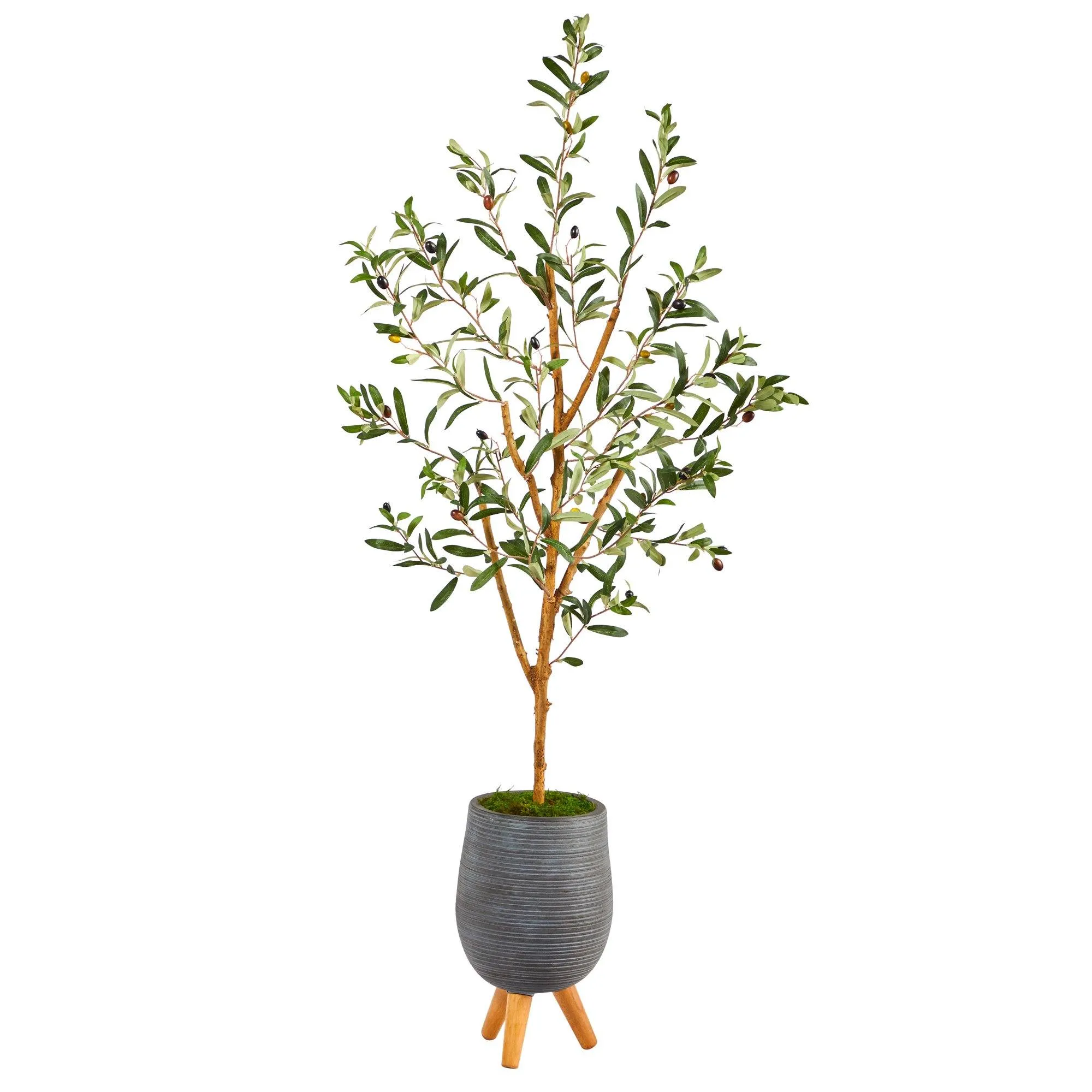 4.5’ Olive Artificial Tree in Gray Tripod Planter