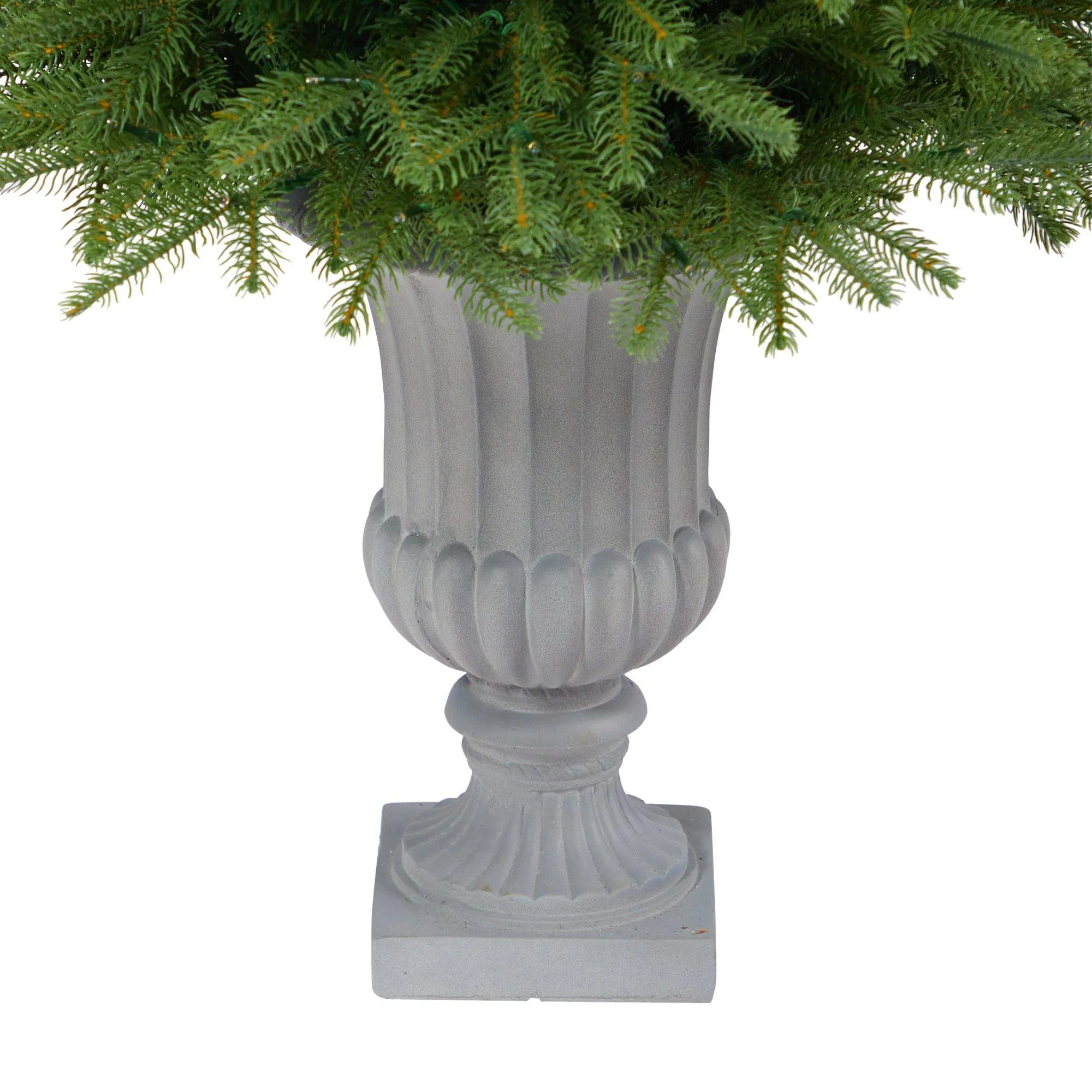 4.5’ Vancouver Fir “Natural Look” Artificial Christmas Tree with 250 Clear LED Lights and 814 Bendable Branches in Decorative Planter