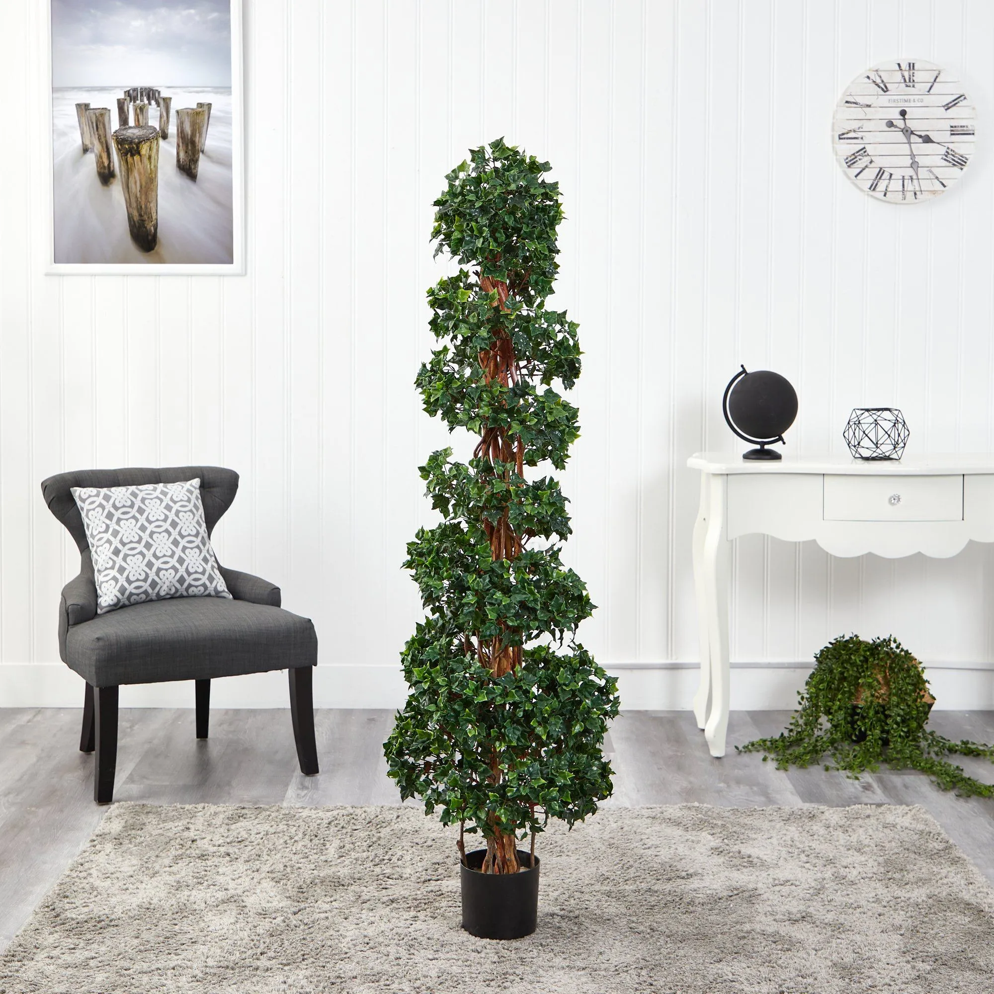 5.5’ English Ivy Topiary Spiral Artificial Tree UV Resistant (Indoor/Outdoor)