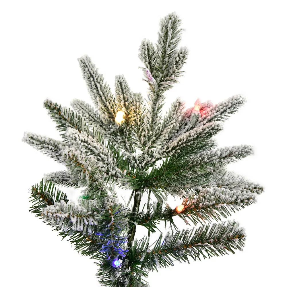 5.5' x 34" Flocked Vail Pine Artificial Christmas Tree Colored Dura-Lit LED