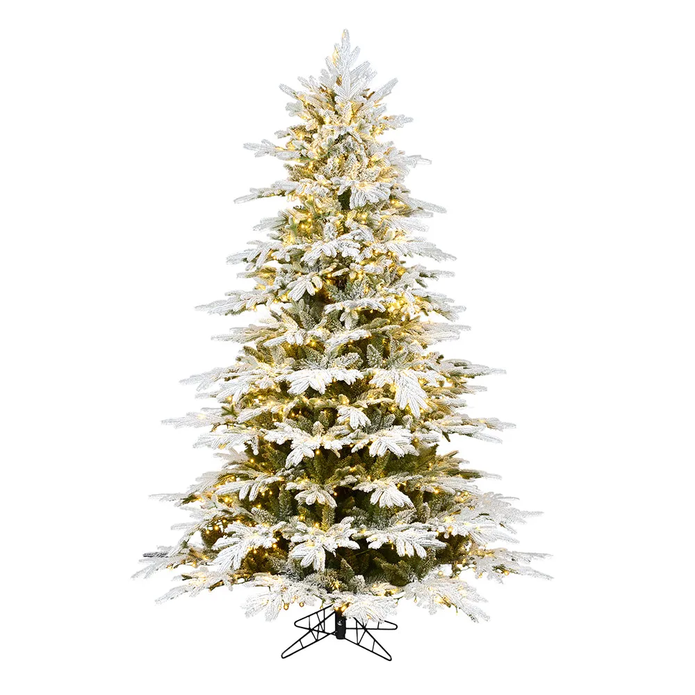 5.5' x 52" Flocked Kamas Fraser Artificial Xmas Tree Warm White Dura-Lit LED