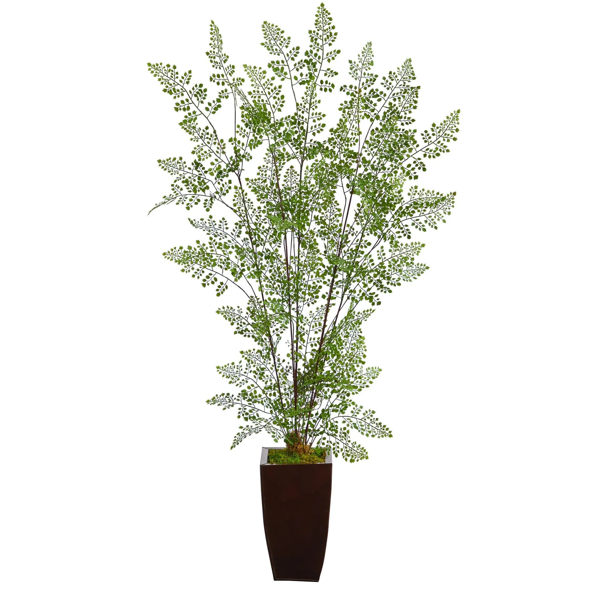 58” Ruffle Fern Artificial Tree in Bronze Metal Planter