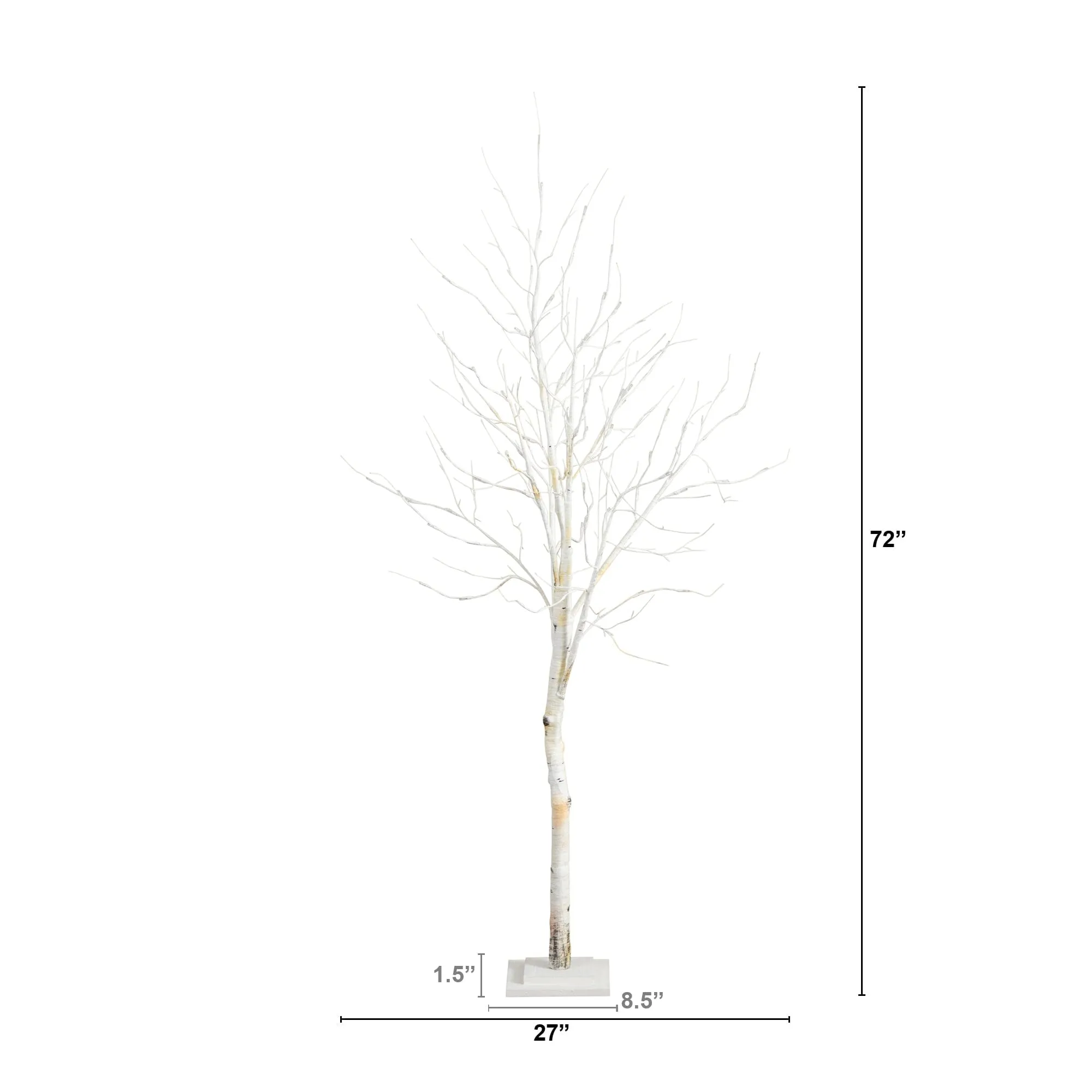 6’ Pre-Lit Artificial White Birch Tree with 90 White LED Lights