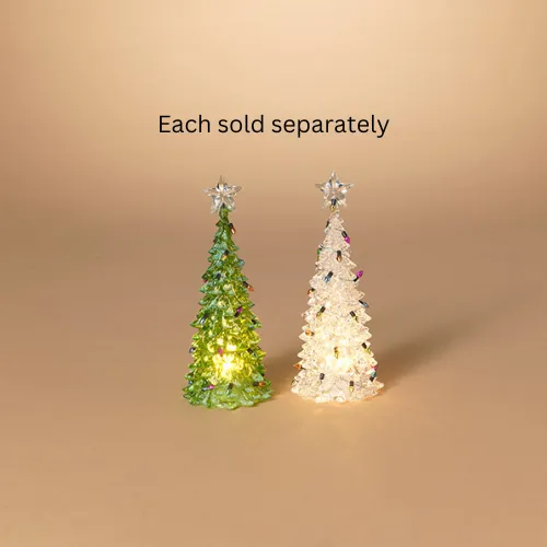 7.8" Battery Operated Lighted Acrylic Water Globe Christmas Tree