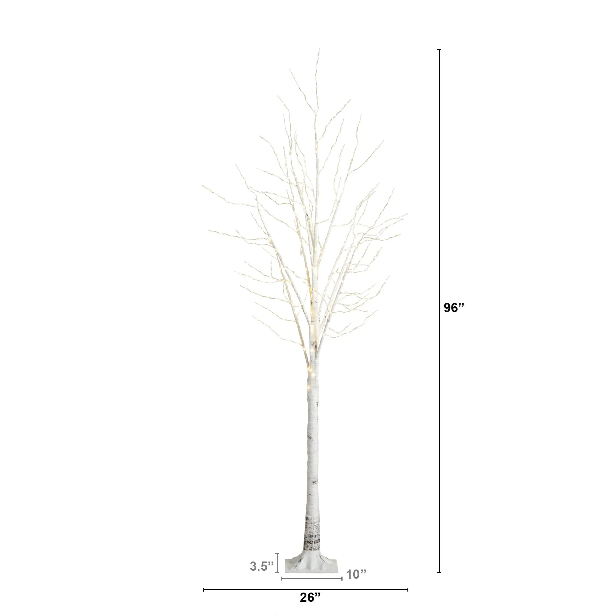 8’ Pre-Lit Artificial White Birch Tree with 500 Warm White LED Lights