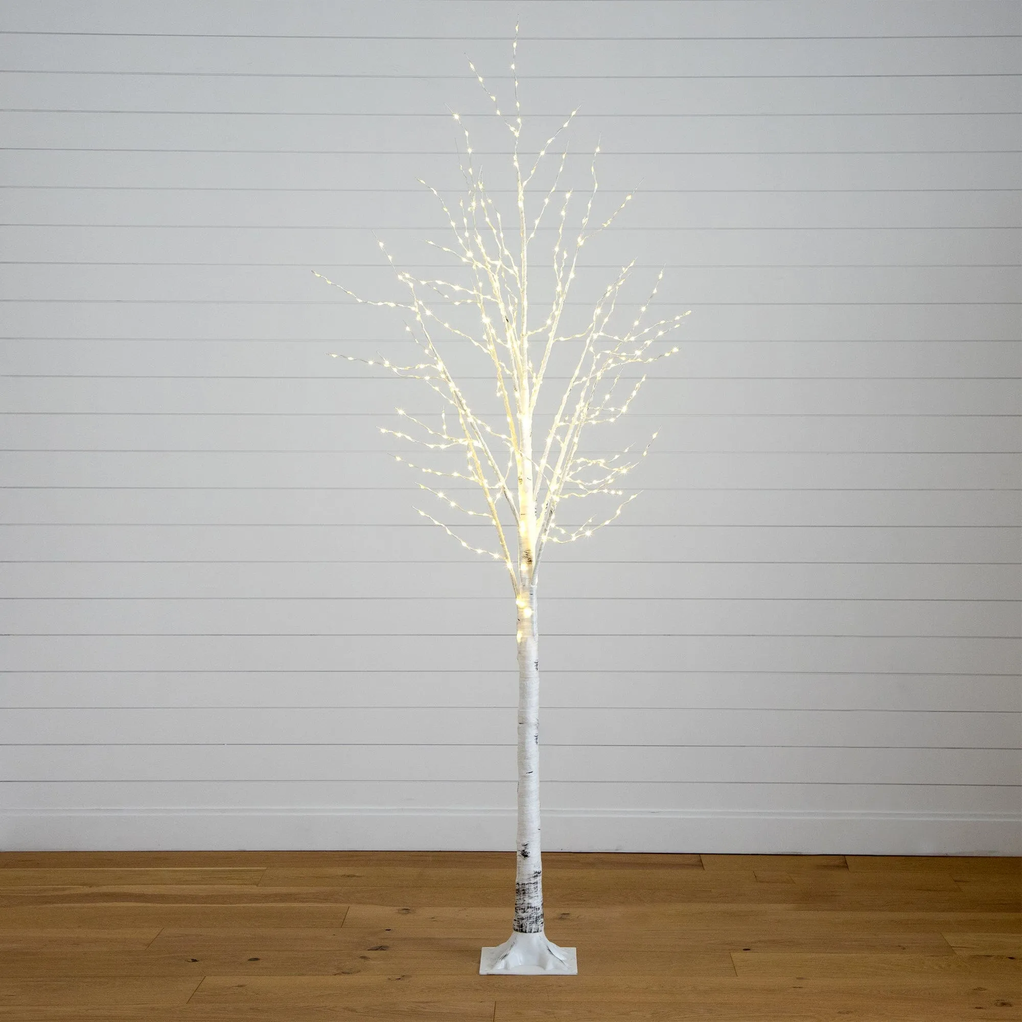 8’ Pre-Lit Artificial White Birch Tree with 500 Warm White LED Lights