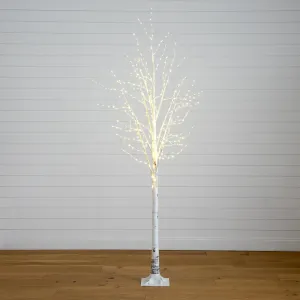 8’ Pre-Lit Artificial White Birch Tree with 500 Warm White LED Lights