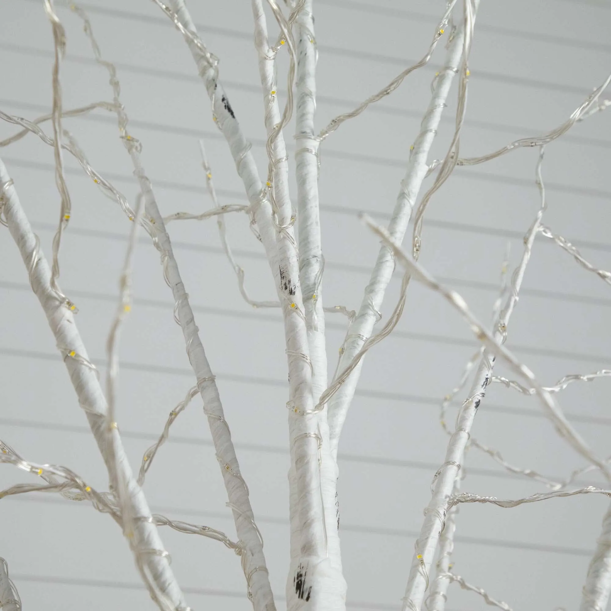 8’ Pre-Lit Artificial White Birch Tree with 500 Warm White LED Lights