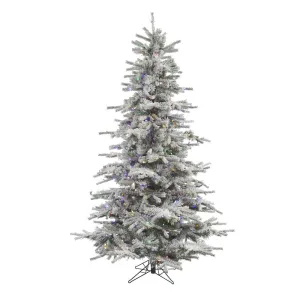 8.5' Flocked Sierra Fir Artificial Christmas Tree Colored LED Dura-Lit lights