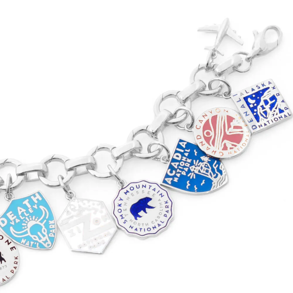 Acadia National Park Charm, Silver Enamel