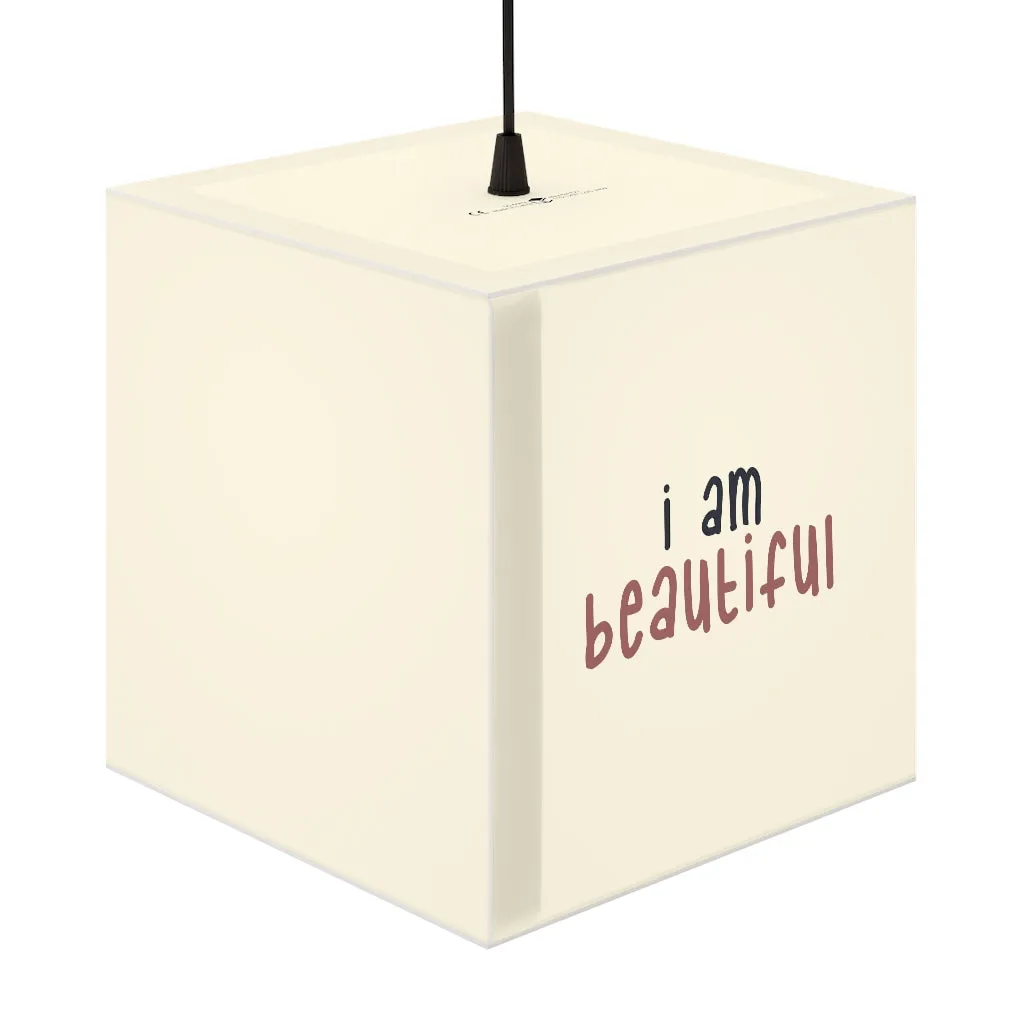 Affirmation Feminist pro choice Light Cube Lamp - I am beautiful pink