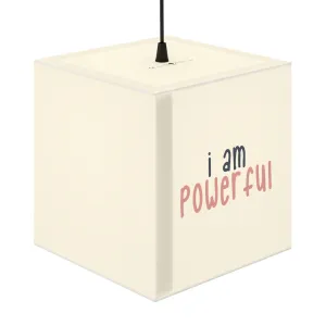 Affirmation Feminist pro choice Light Cube Lamp - I am powerful black with pink