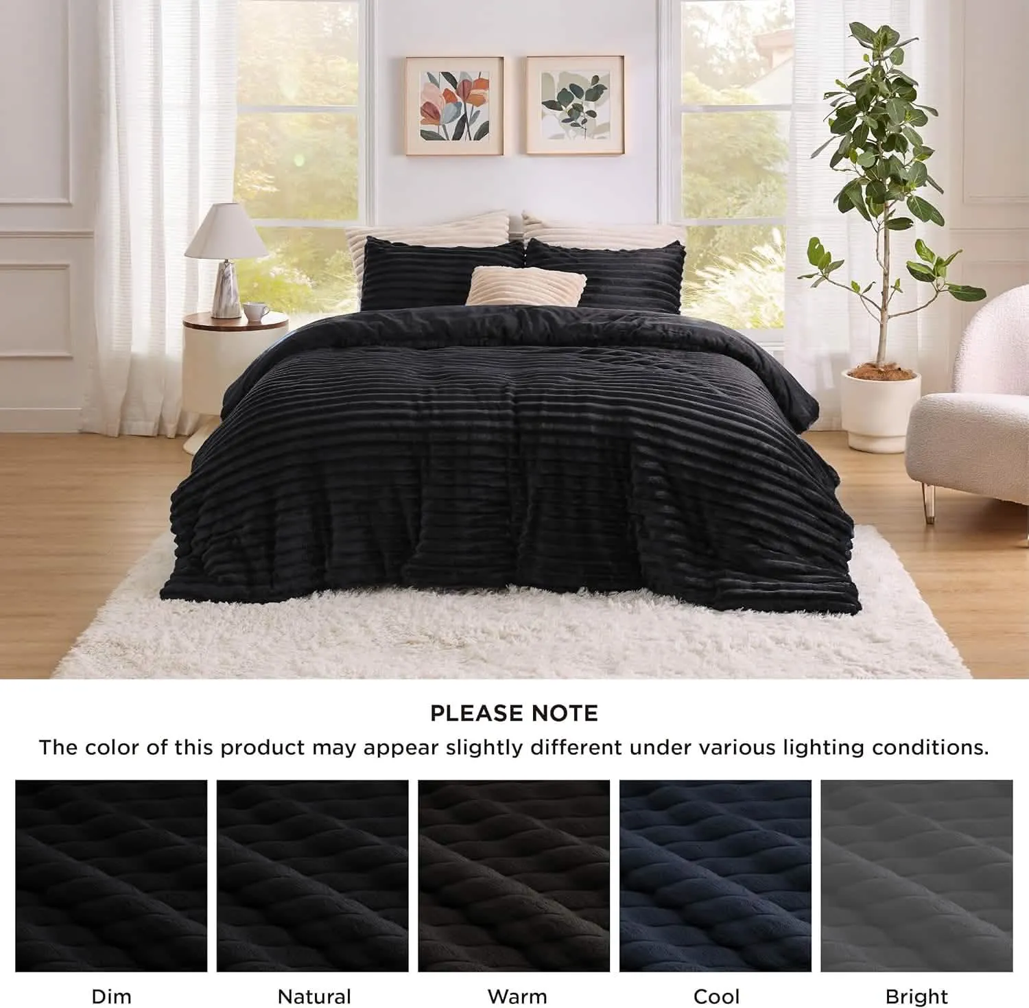 Bedsure Striped Flannel Comforter Set