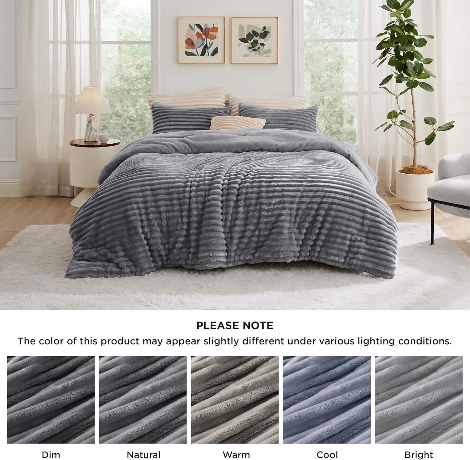 Bedsure Striped Flannel Comforter Set