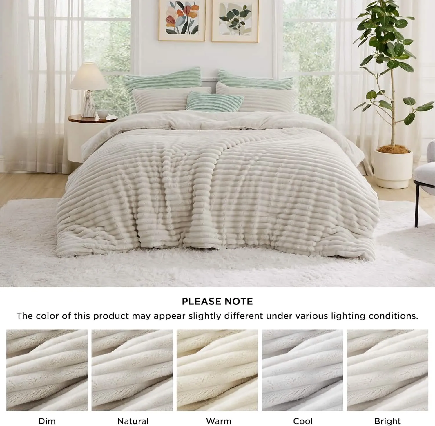 Bedsure Striped Flannel Comforter Set