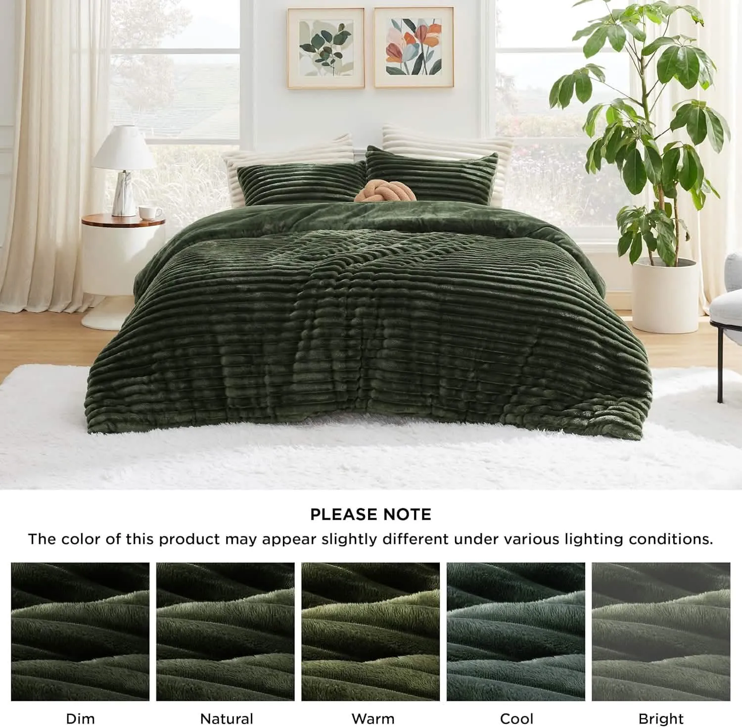 Bedsure Striped Flannel Comforter Set