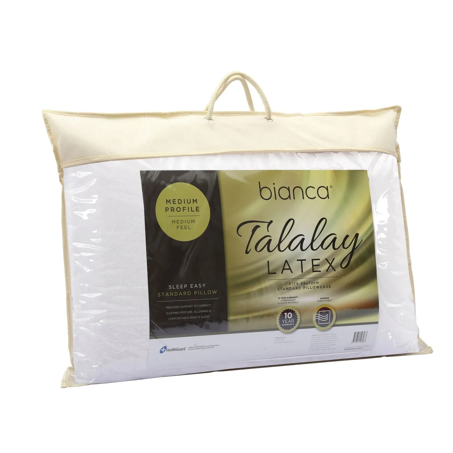 Bianca Bedding SLEEP EASY MEDIUM PROFILE MEDIUM FEEL TALALAY LATEX PILLOW