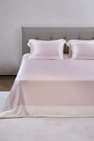 Blossom Pink and Pearl White Silk Bed Set