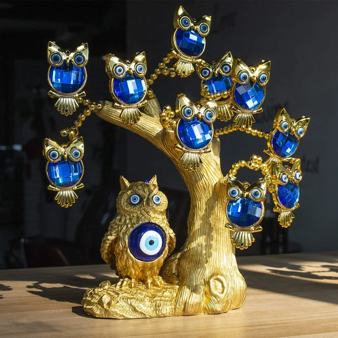 BLUE BEADS Home & Decor Artificial Tree Turkish Blue Evil Eyes Money Fortune Tree for Home Office Decor