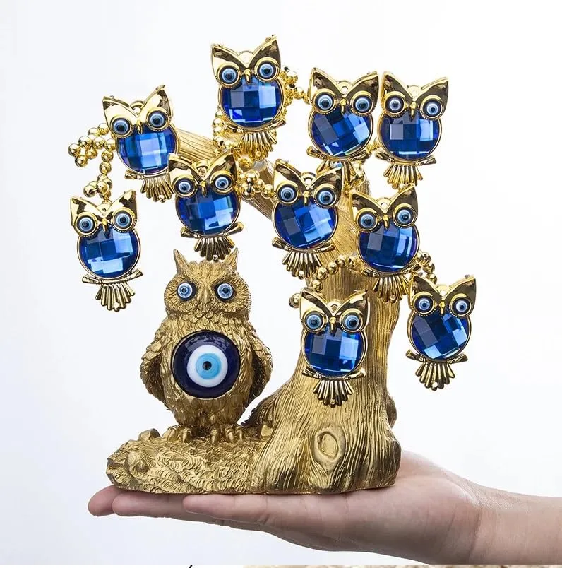 BLUE BEADS Home & Decor Artificial Tree Turkish Blue Evil Eyes Money Fortune Tree for Home Office Decor