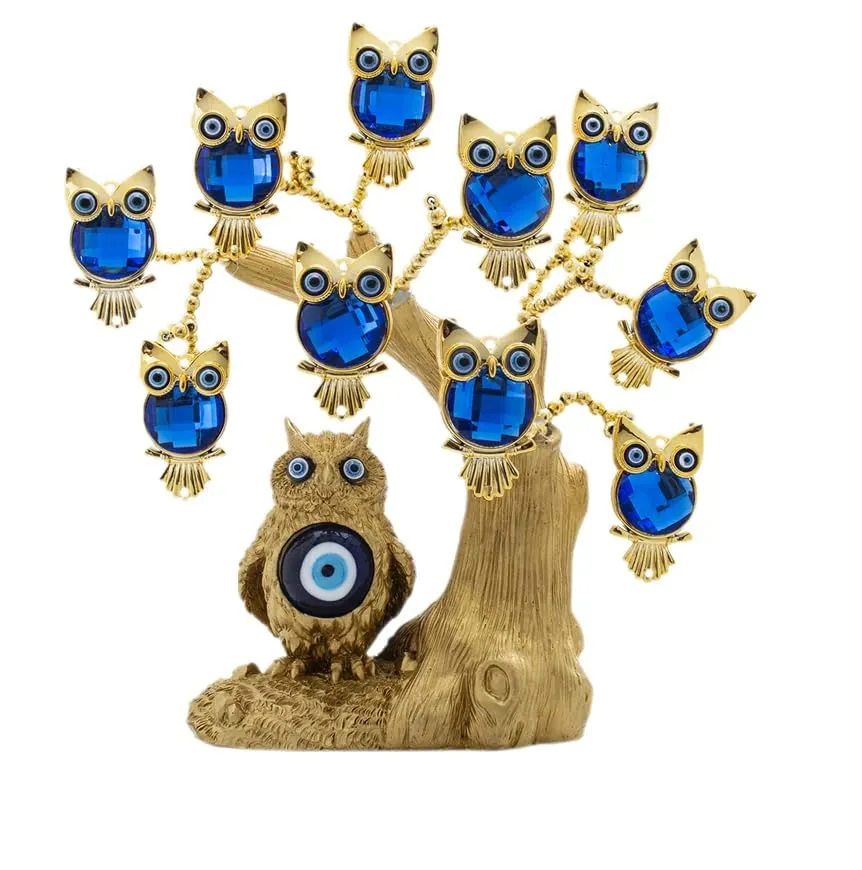 BLUE BEADS Home & Decor Artificial Tree Turkish Blue Evil Eyes Money Fortune Tree for Home Office Decor