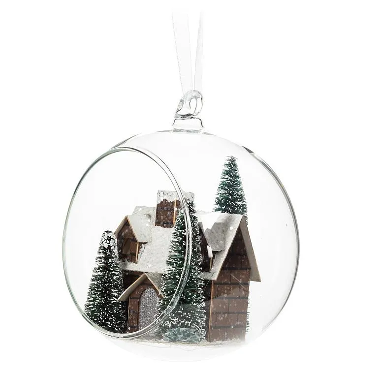 Cabin & Trees Dome Ornament