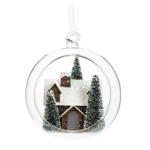 Cabin & Trees Dome Ornament