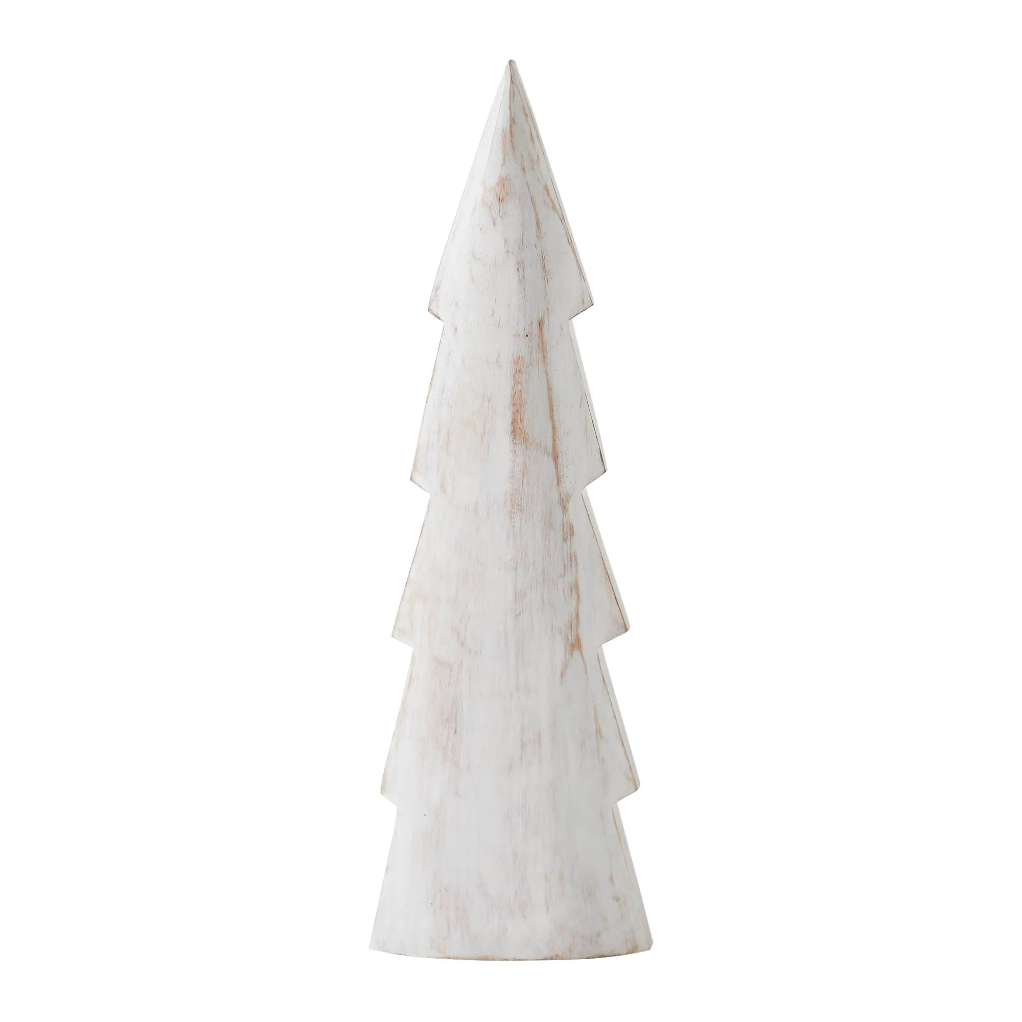 Christmas Tree Distressed White Wooden Figurine 19.5x6x1.5