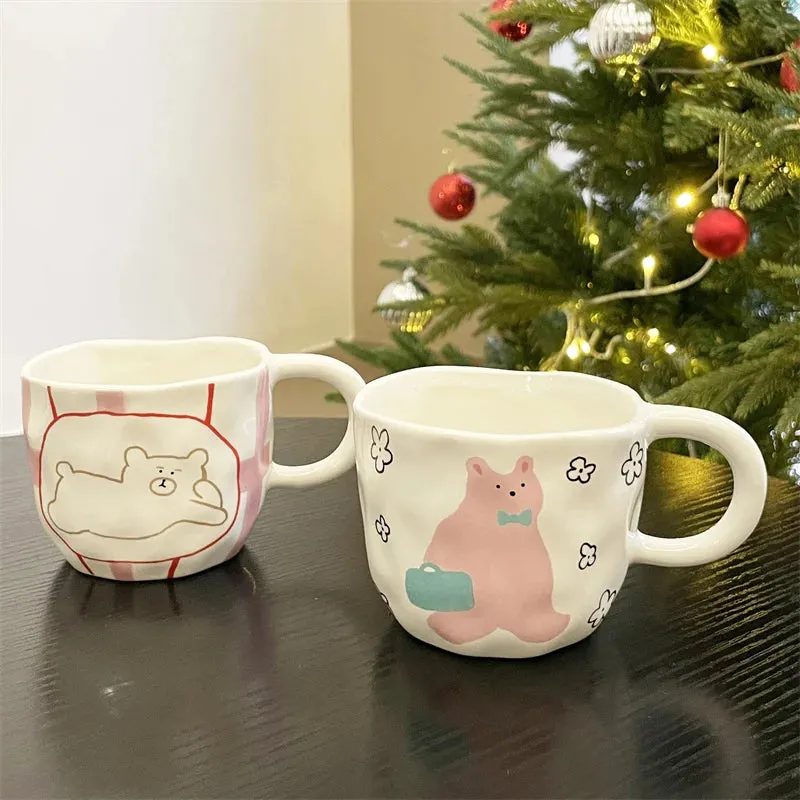 Cute Bear-Themed Ceramic Mugs