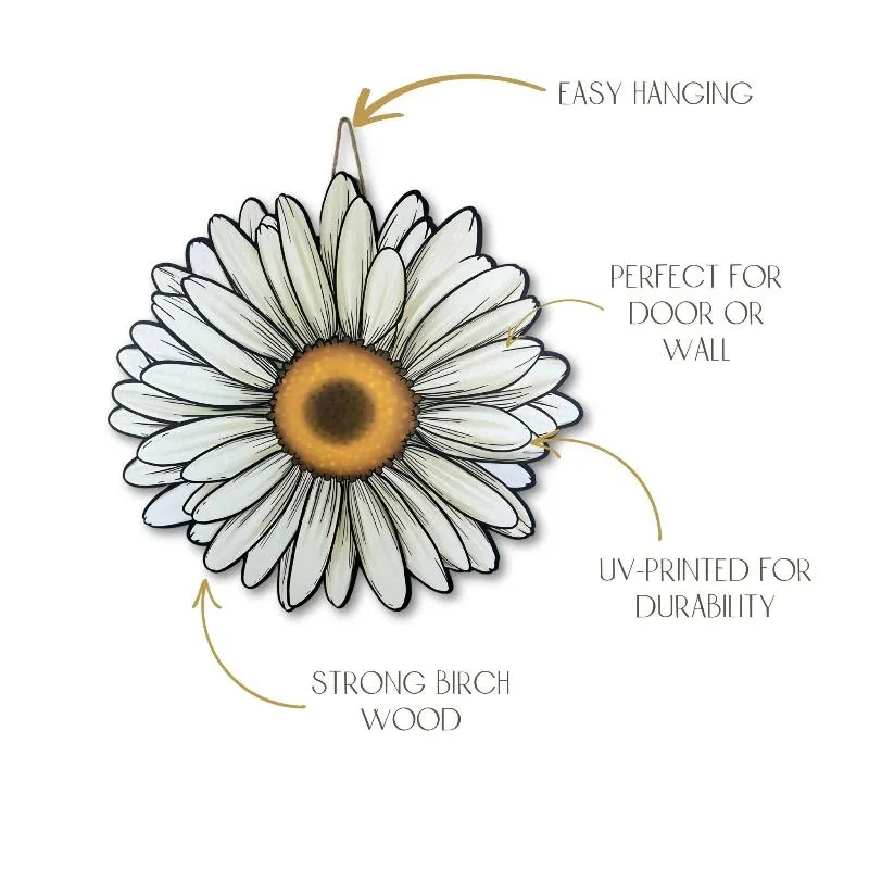 Daisy Flower Wooden Decorative Sign – Rustic Wall Decor