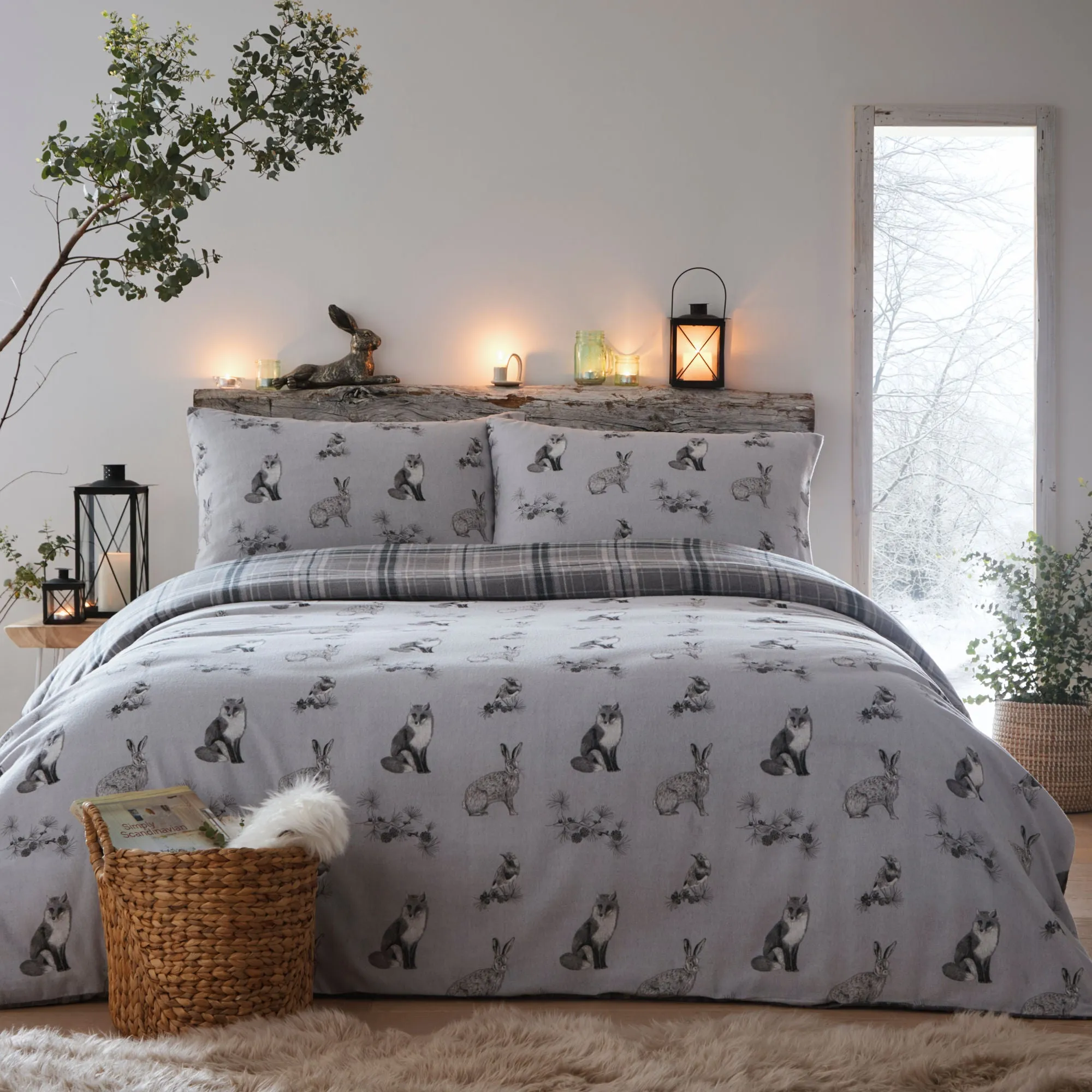 Derwent Check Duvet Cover Set by Dreams & Drapes Lodge in Grey