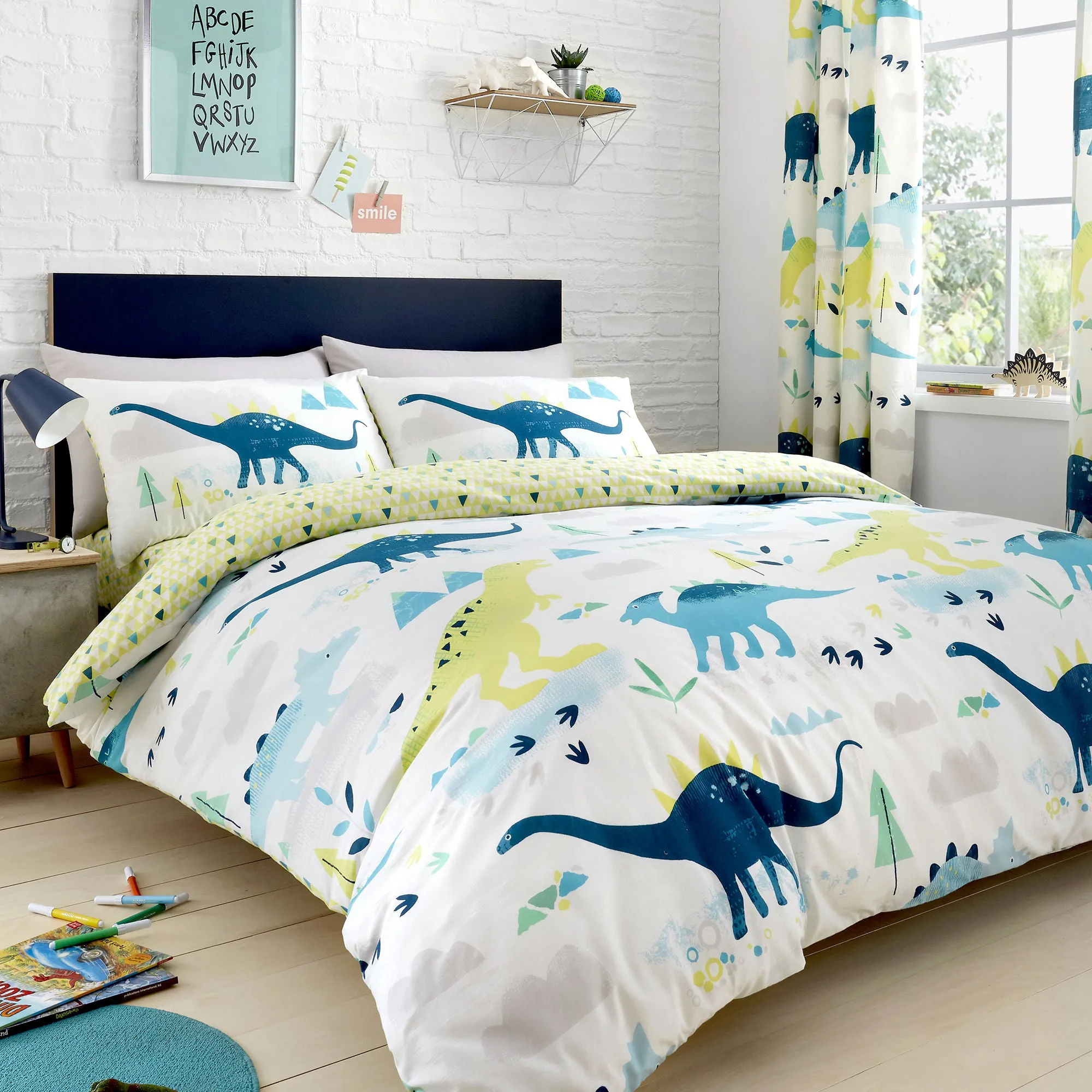 Dino 25cm Fitted Bed Sheet by Bedlam in Multicolour