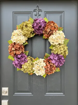 Earth-Toned Hydrangea Wreath