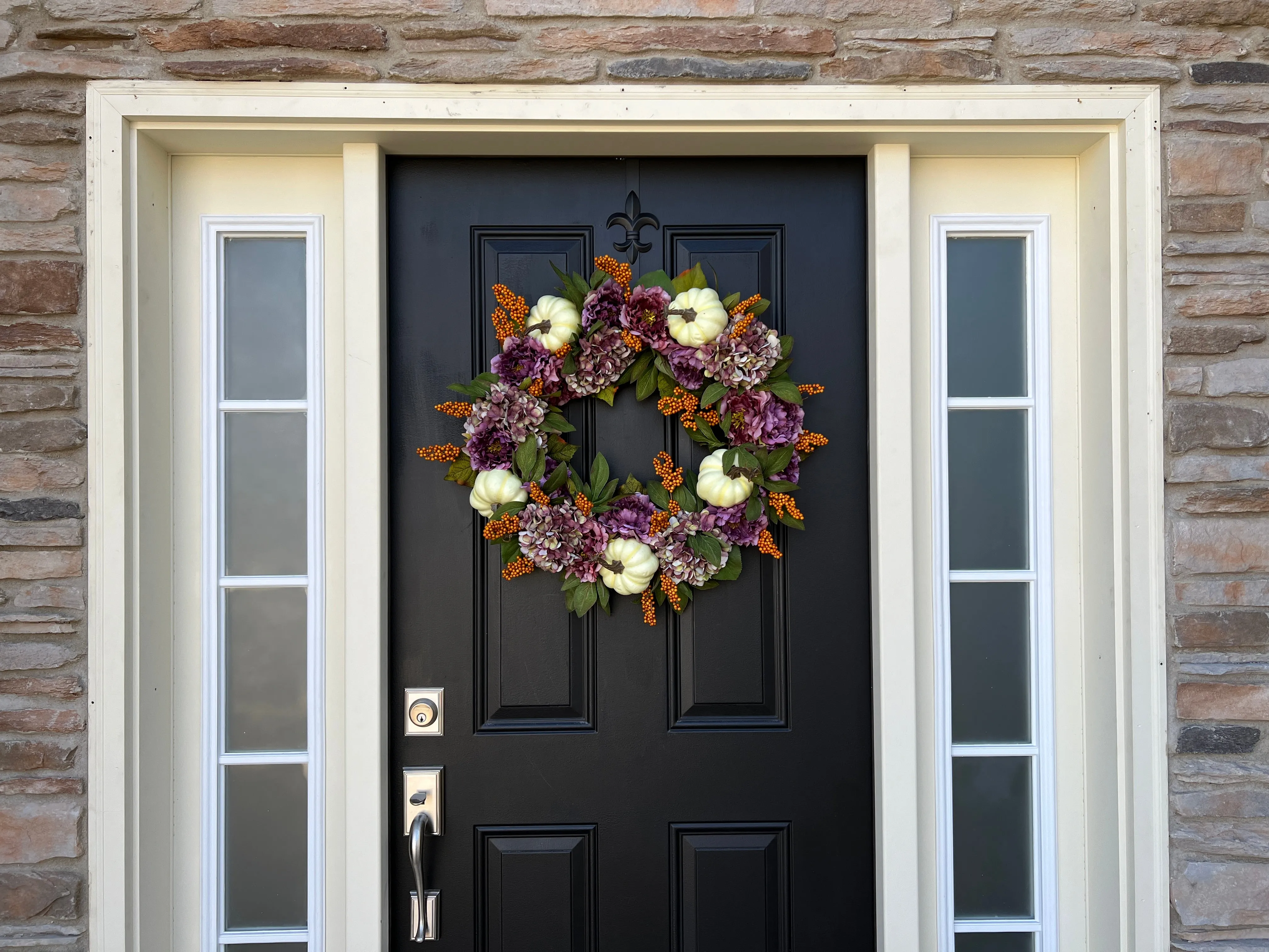 Fall Purple Hydrangea and Peony Wreath