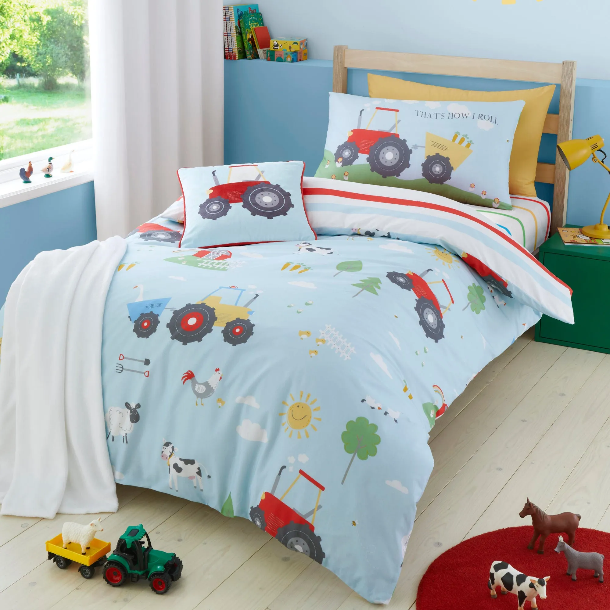 Farmyard Friends Duvet Cover Set by Bedlam in Blue